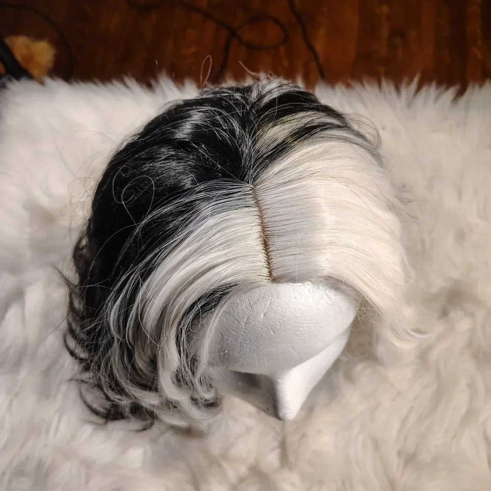 Black Silver White Bob Shoulder Length Wig NWTS